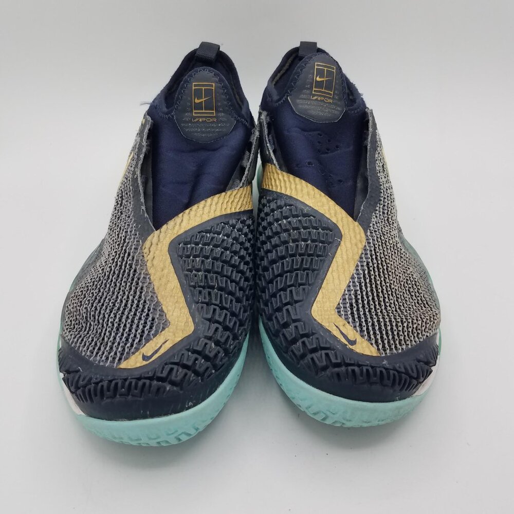 NikeCourt React Vapor NXT Obsidian Metallic Gold Tennis Shoes 6.5 CV0724-400